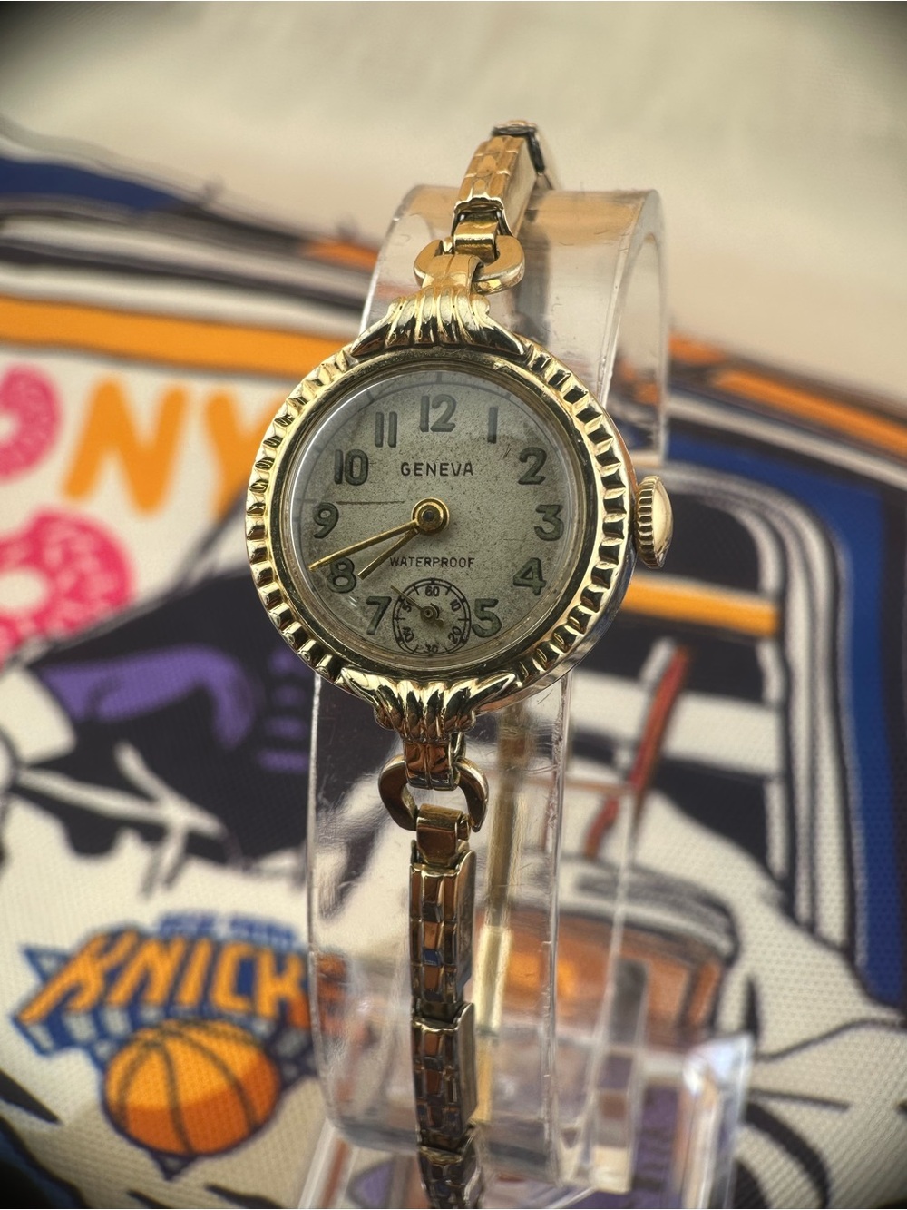 Geneva Gold Tone Ladies Bracelet Watch with Ivory Dial